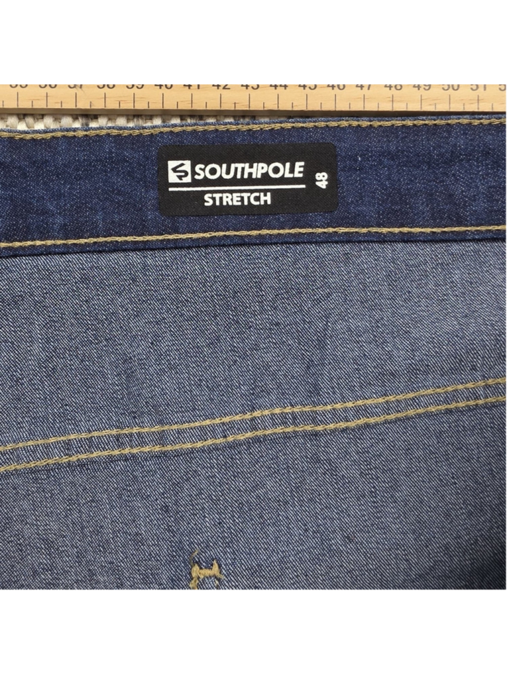 Southpole Stretch Biker Moto Jeans Mens Size 48 Blue Distressed Denim Pants - Picture 4 of 11